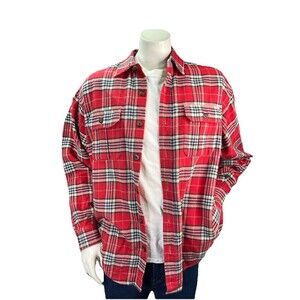 Bills Khakis Shirt Men XL Red Wool Buffalo Plaid Flannel 90s Made in USA